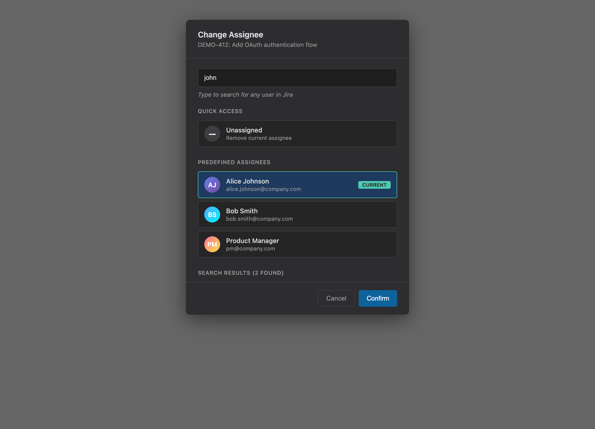 Assignee Modal